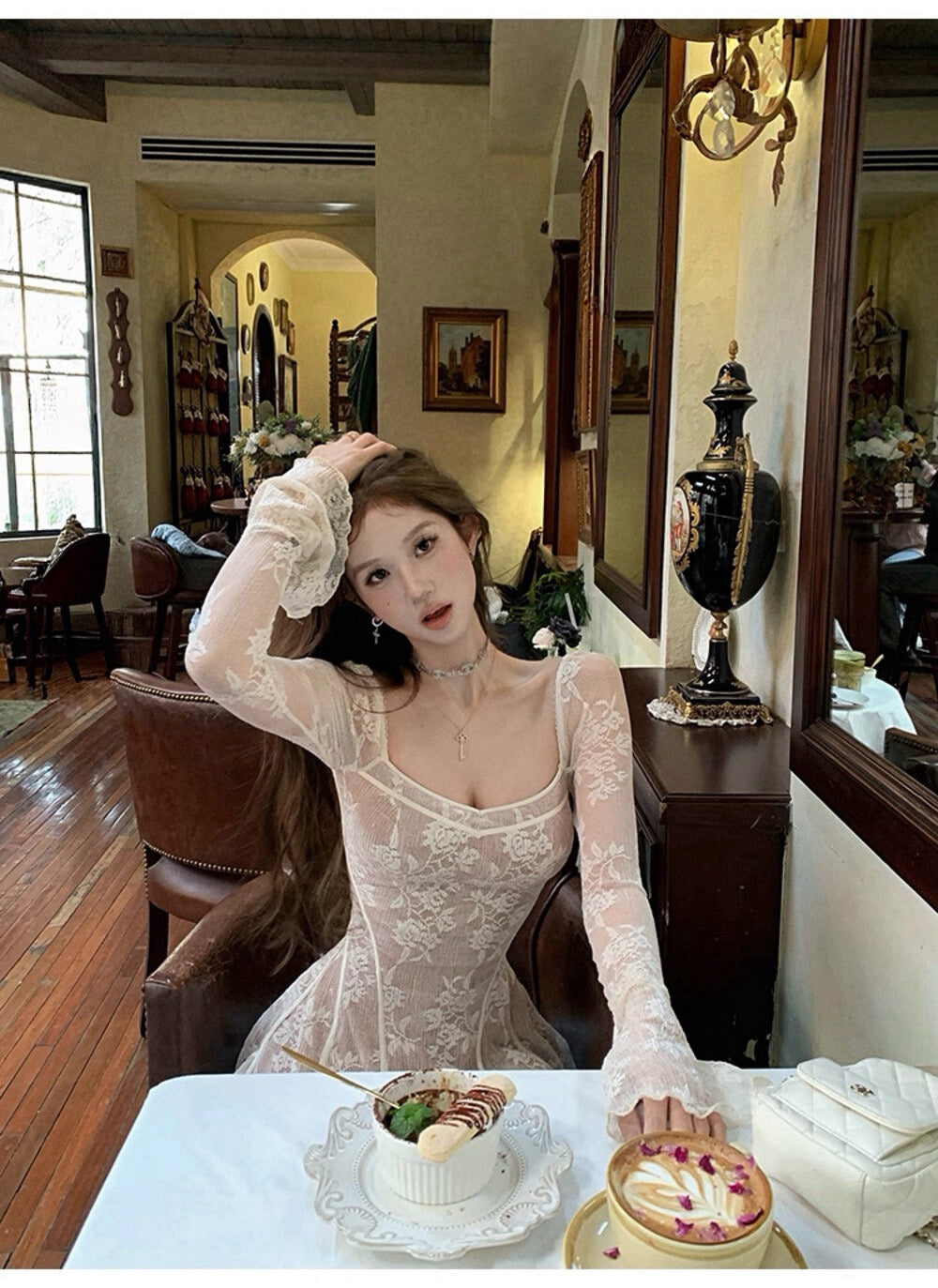 Ethereal Lace Sculpt Mini Dress