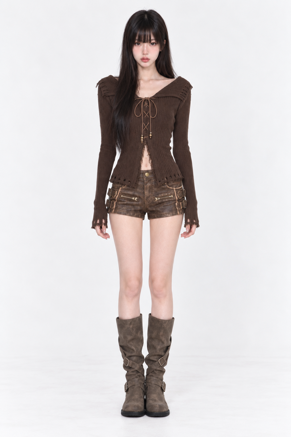 Willow Lace-Up Knit Top - styled view