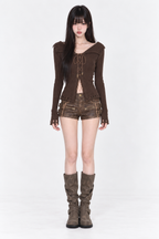 Willow Lace-Up Knit Top - styled view