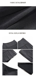 Heather Grey Pleated Mini Skirt - close-up