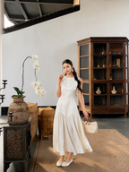 Oriental Elegance Satin Maxi Dress - detail view