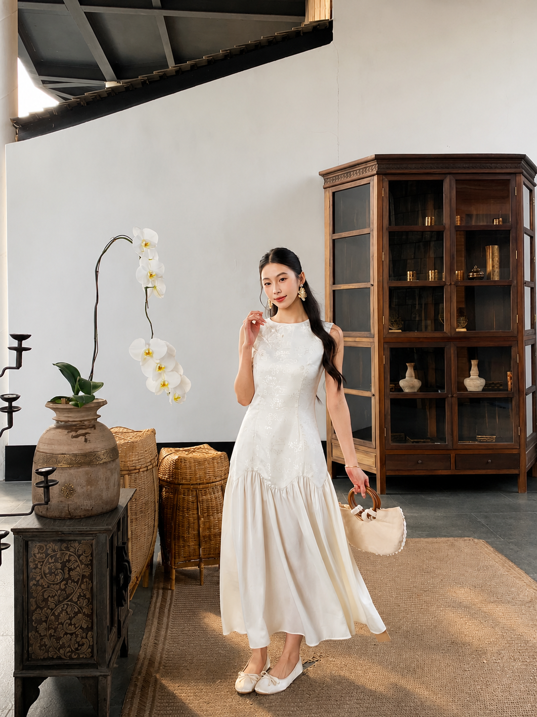 温婉东方韵/Oriental Elegance Satin Maxi Dress