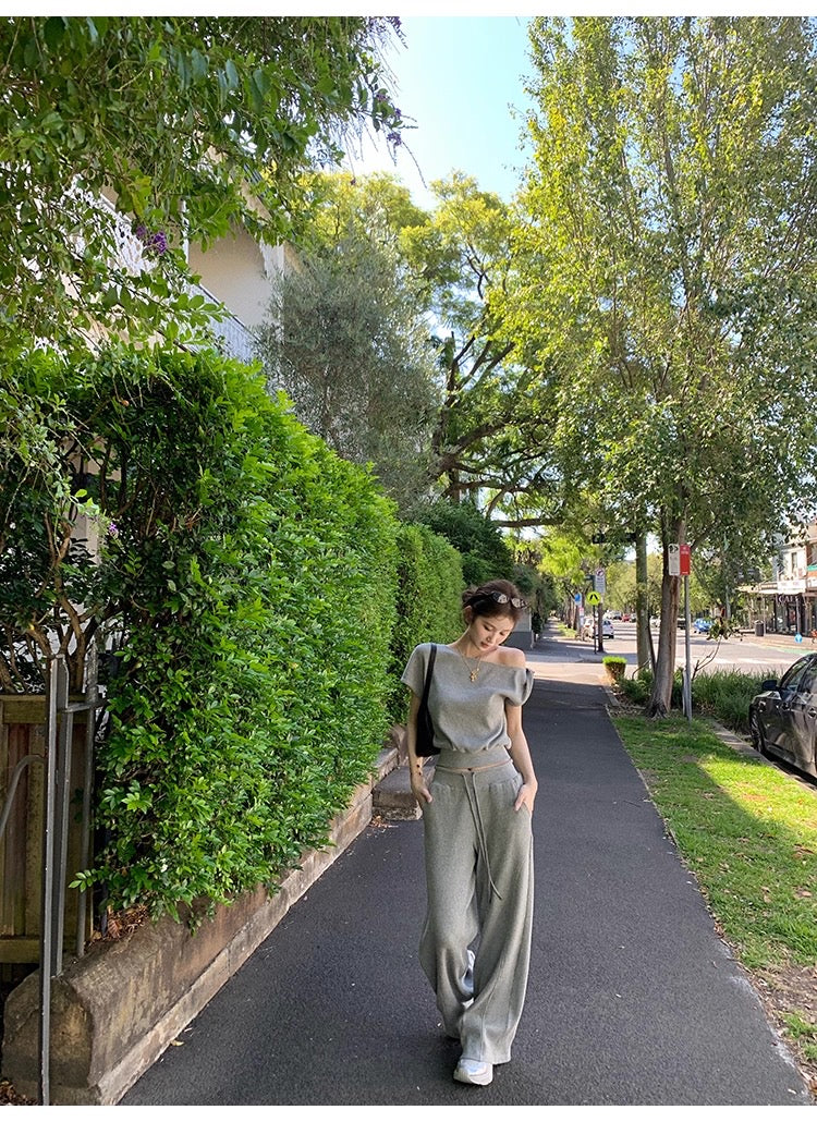 Soft Waffle Knit Off-Shoulder Top