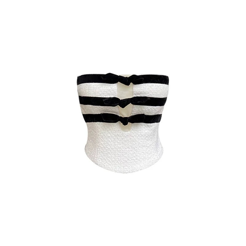 Colette Tweed Bow Bustier – Ivory