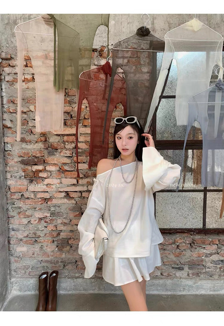 Effortless Drape Off-Shoulder Knit Top