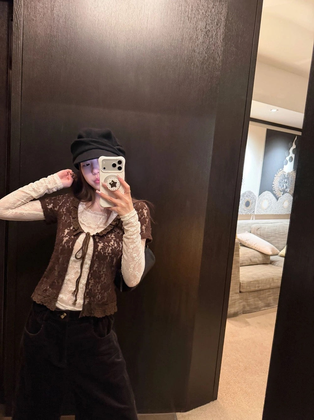 Mocha Muse Lace Layering Top Set - front view