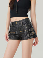 Ryder Buckle Faux Leather Shorts - view 6