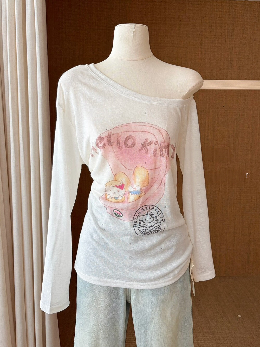 Lightweight Off-Shoulder Graphic Top