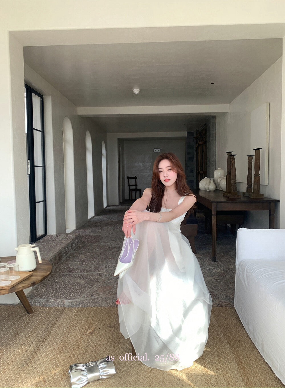 清冷艺术系/Aurélie Sheer Layer Midi Dress