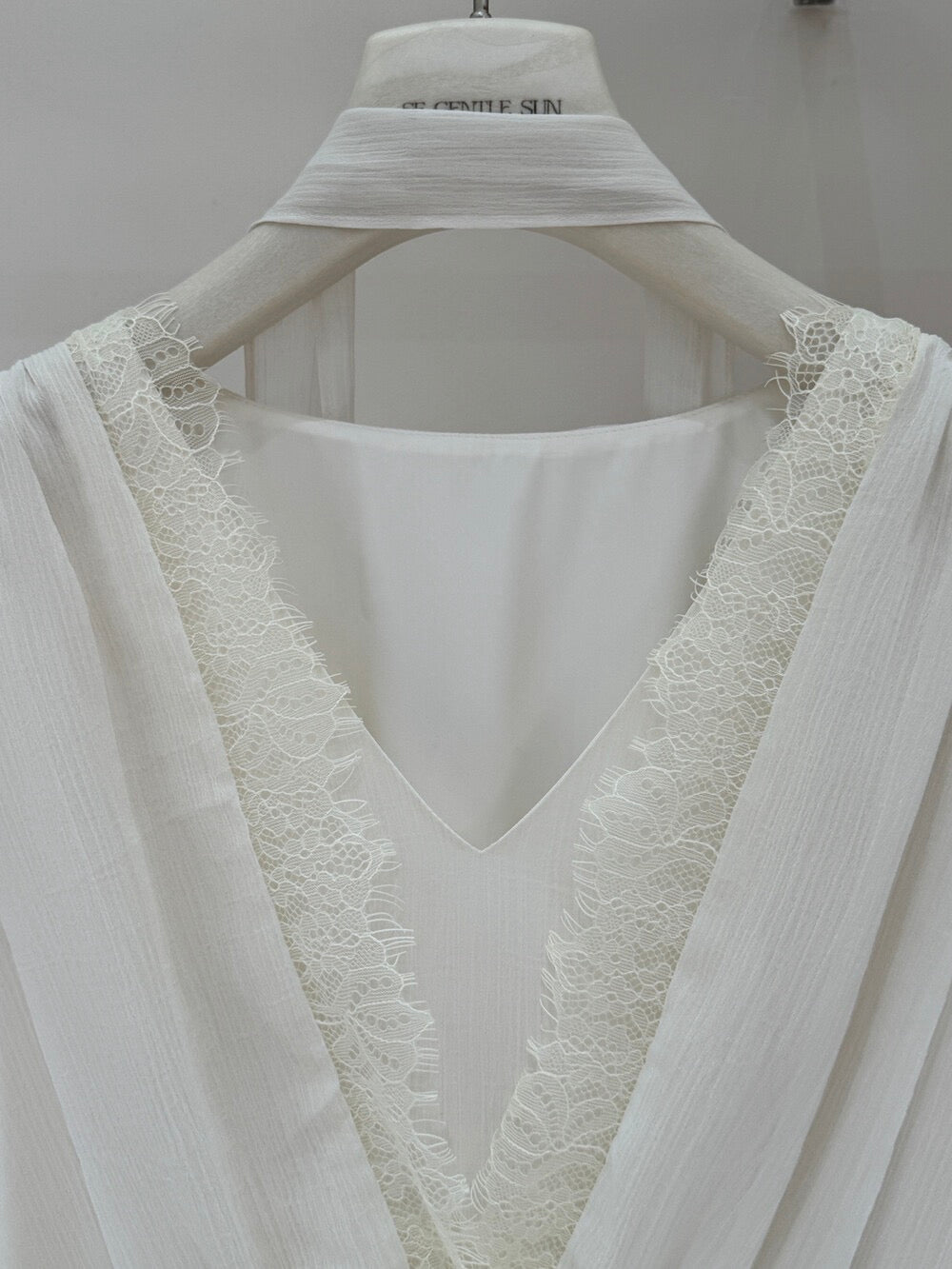 Rosé Lace Chiffon Maxi Dress