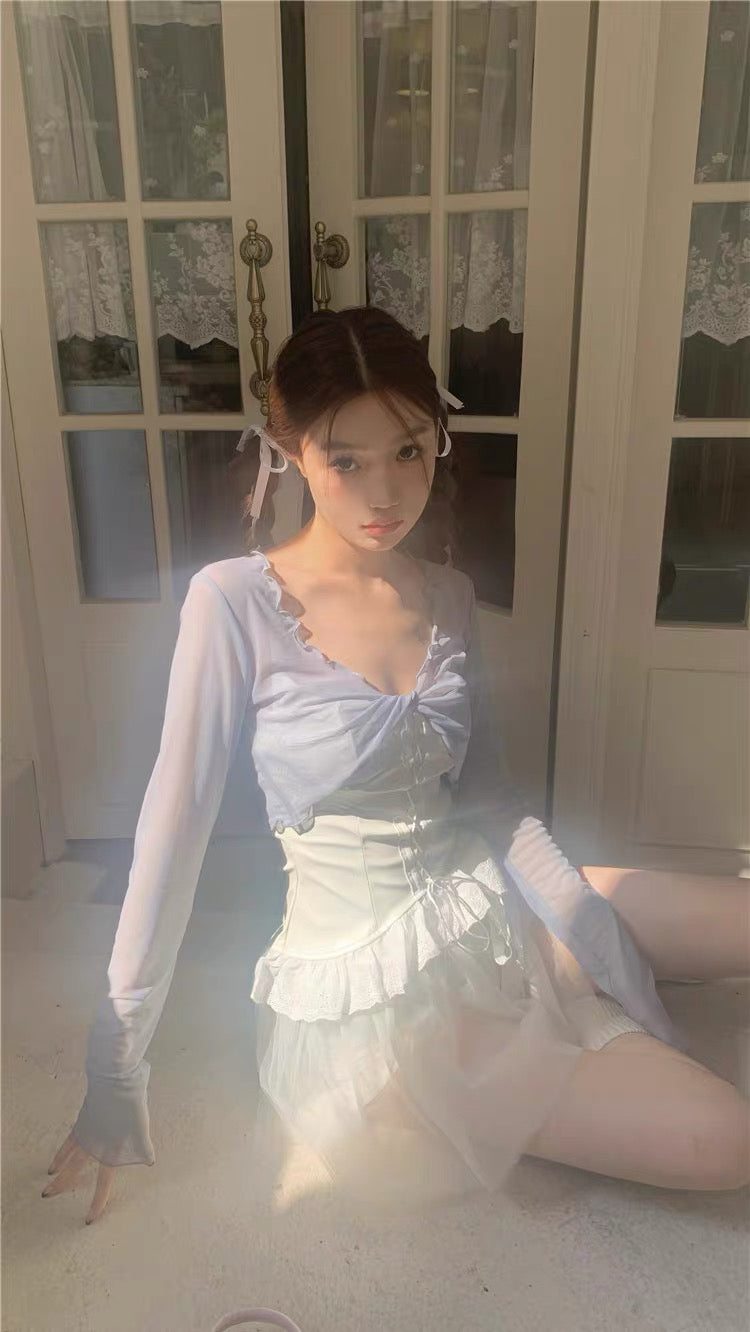 Cloud Sheer Tie-Front Shrug