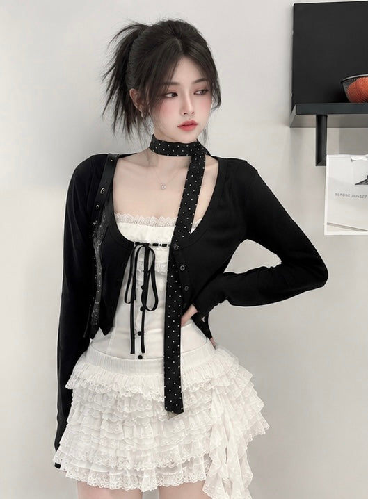 Lace Ruffle Layer Mini Skirt