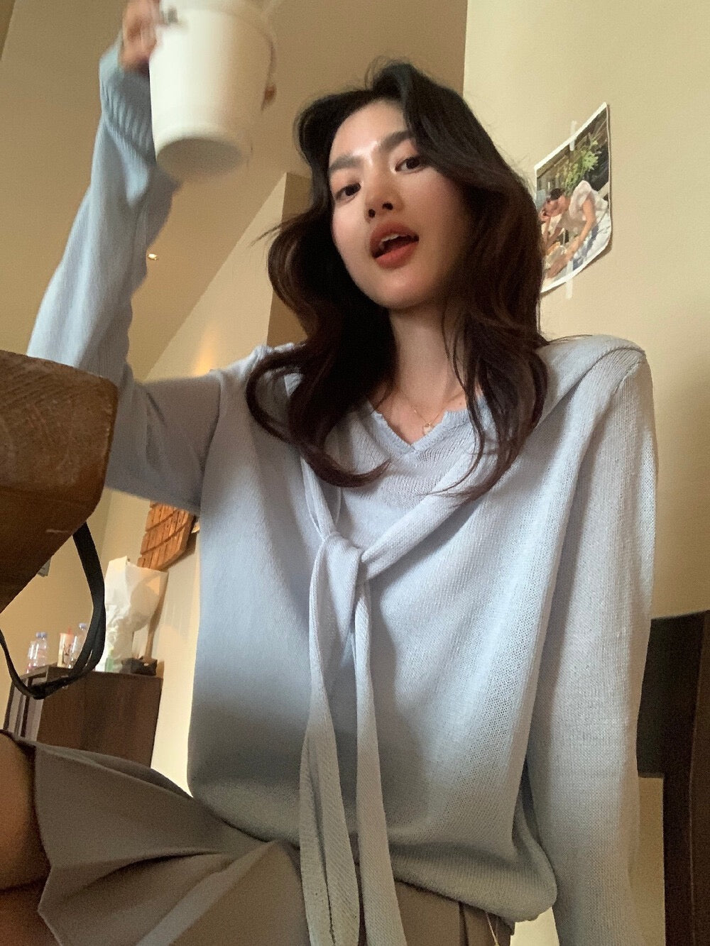 Soft Tie-Front Knit Sweater