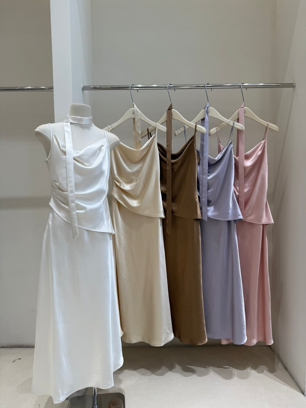 Soft Drape Slip Midi Dress
