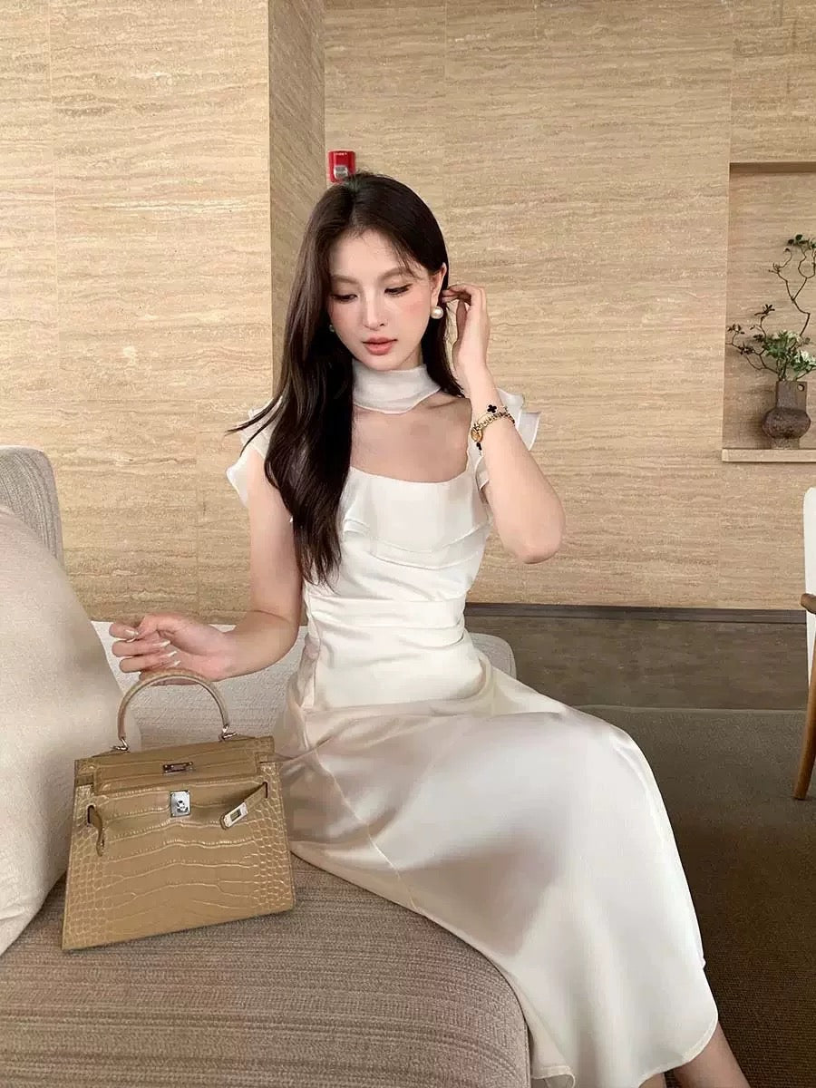 Aura Satin Scarf Maxi Dress