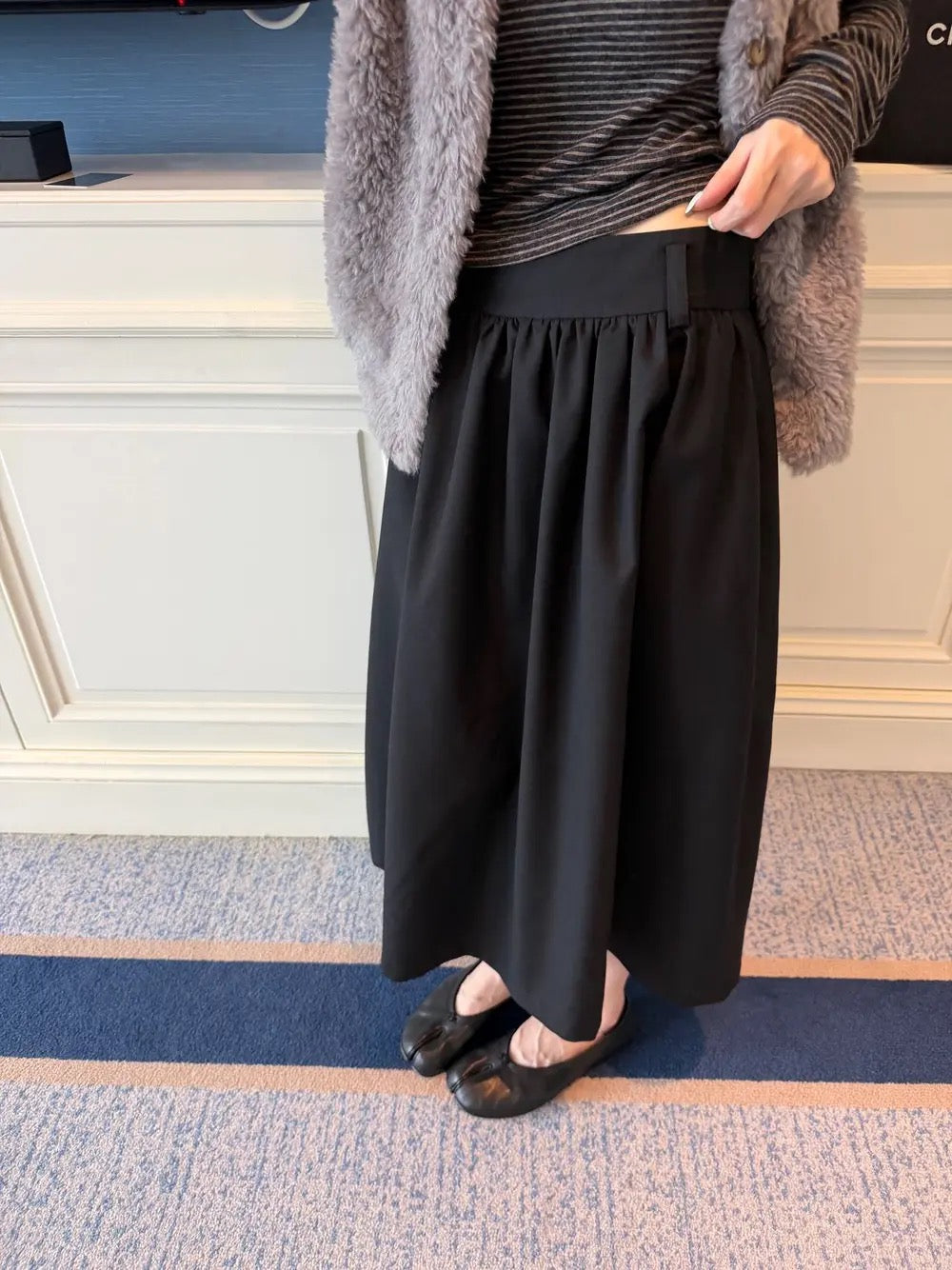 Élan Pleated Midi Skirt - styled view