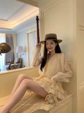 Pearl Lace Chiffon Mini Dress