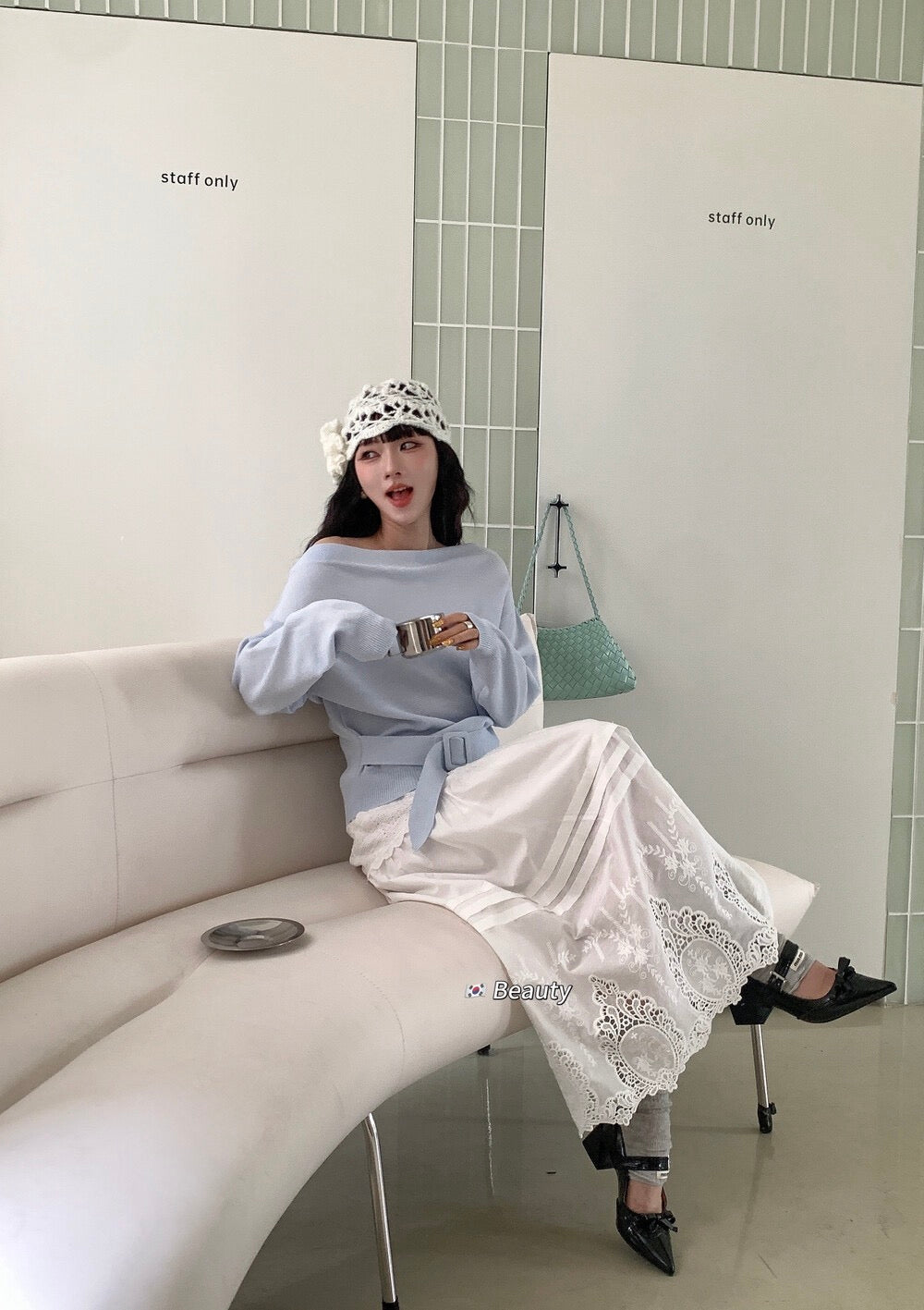 Soft Off-Shoulder Tie Knit Top