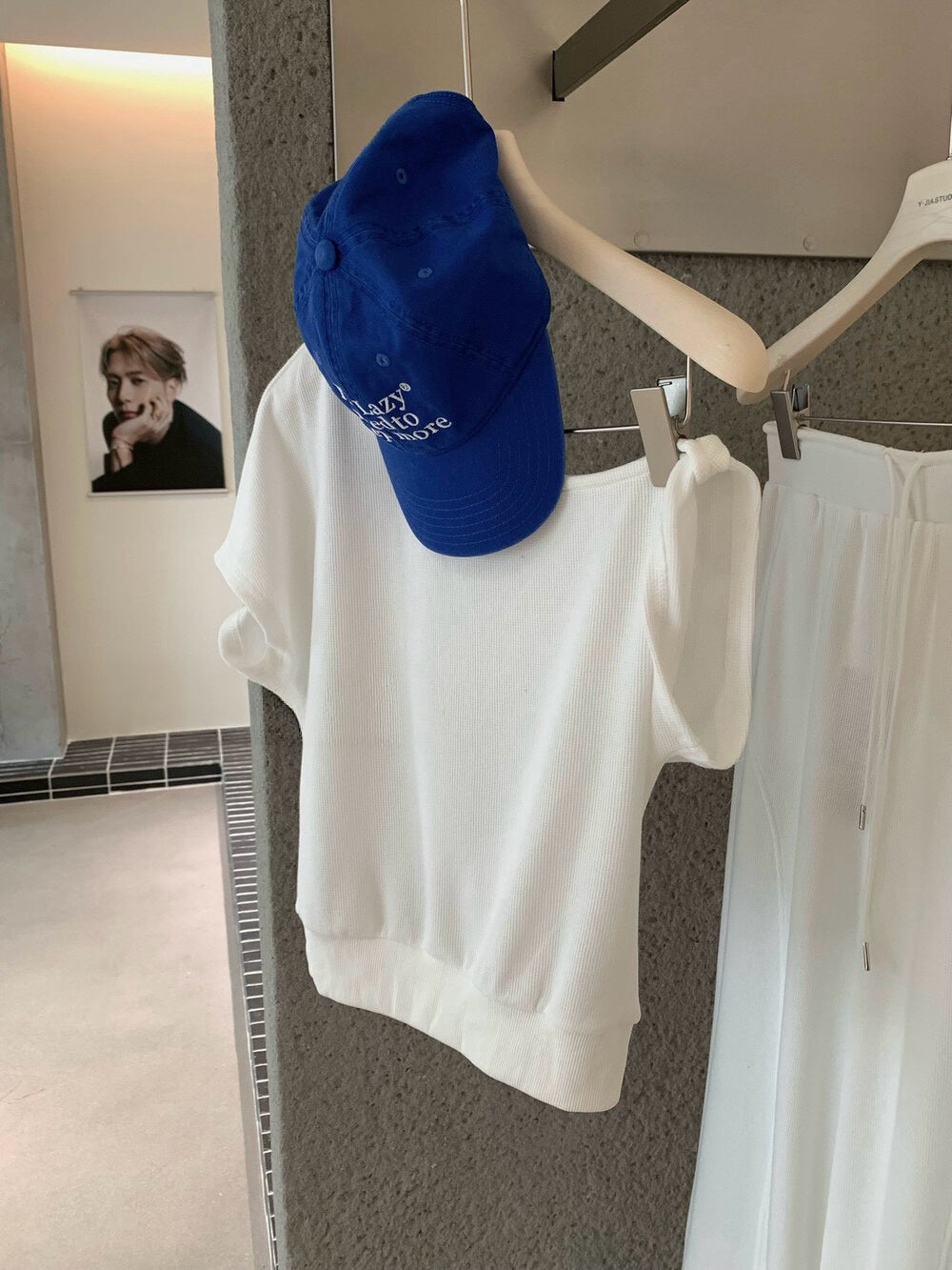Soft Waffle Knit Off-Shoulder Top