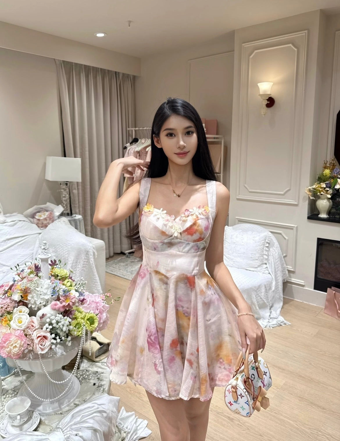 🌸落日花园/ Petal Garden Mini Dress