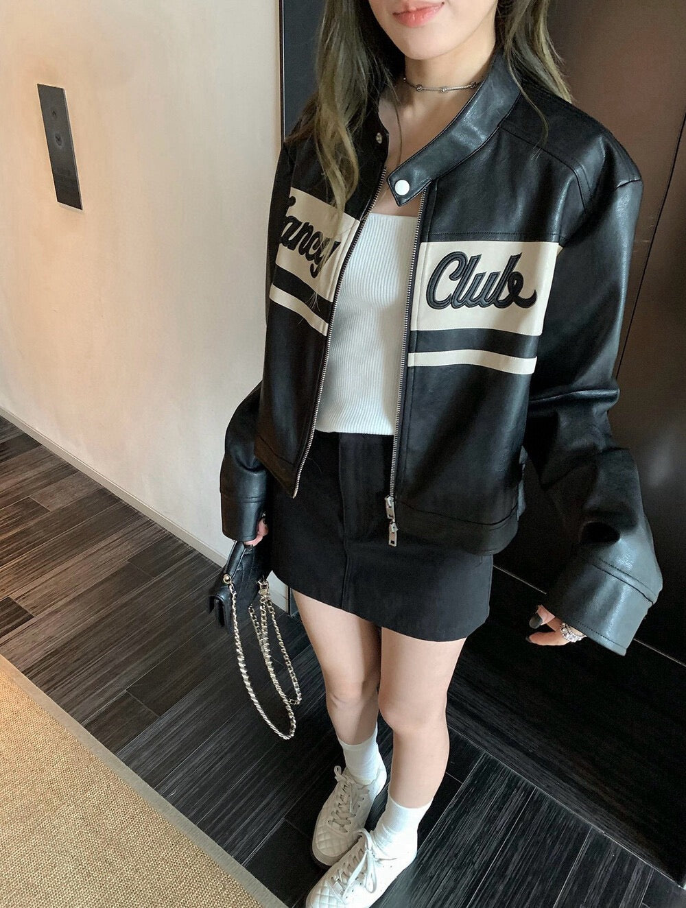 Vintage Moto Faux Leather Jacket