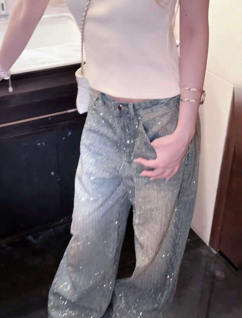 Starlight Washed Wide Leg Jeans