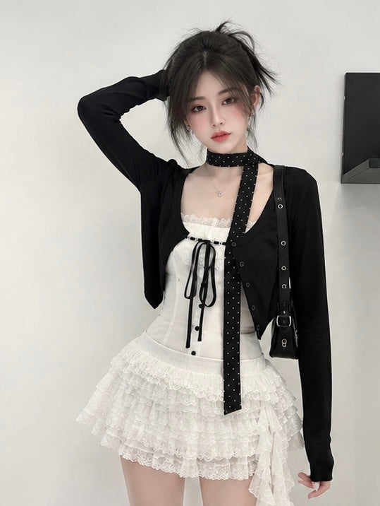 Lace Ruffle Layer Mini Skirt