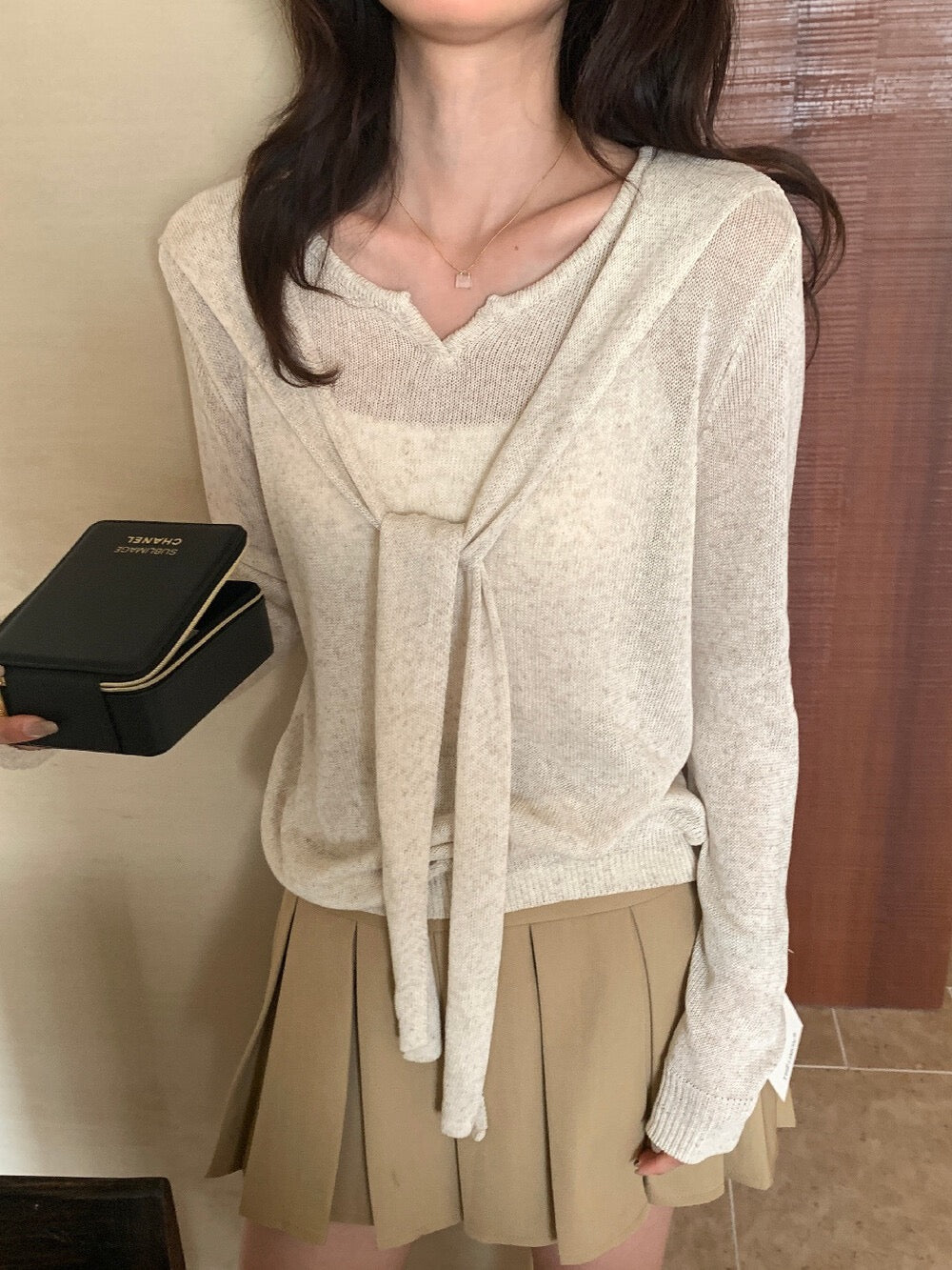 Soft Tie-Front Knit Sweater