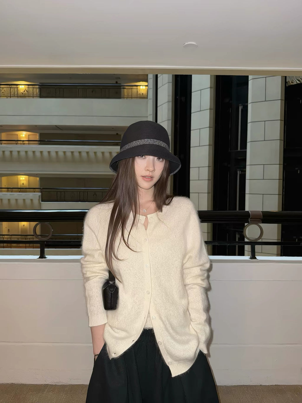 Essential Cashmere Wool Knit Cardigan - styled view