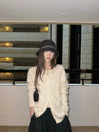 Essential Cashmere Wool Knit Cardigan - styled view