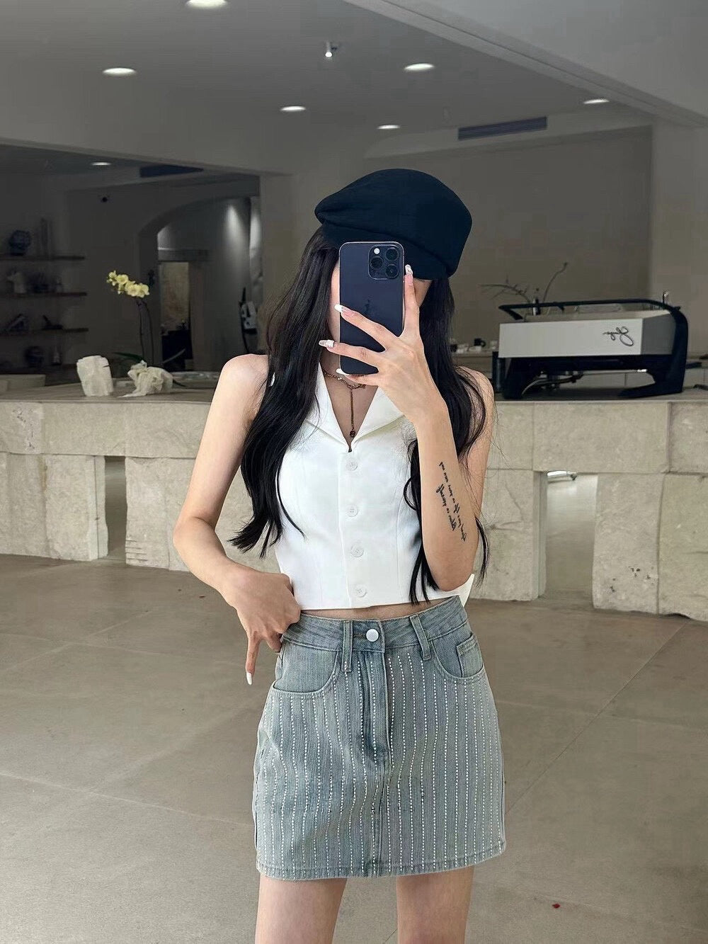 Stardust Denim Mini Skirt