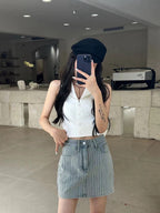 Stardust Denim Mini Skirt - back view