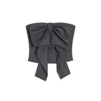 Margot Pinstripe Bow Corset Top – Charcoal - view 6