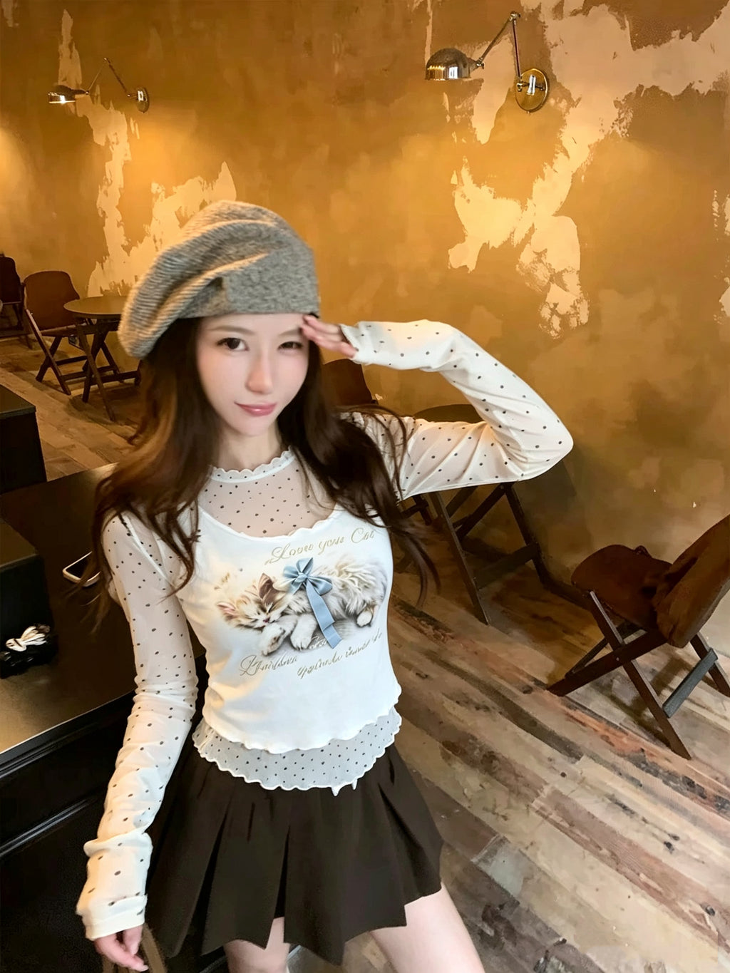Kitty Star Layered Top - front view