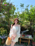 奥汀假日/French Polka Off-Shoulder Blouse