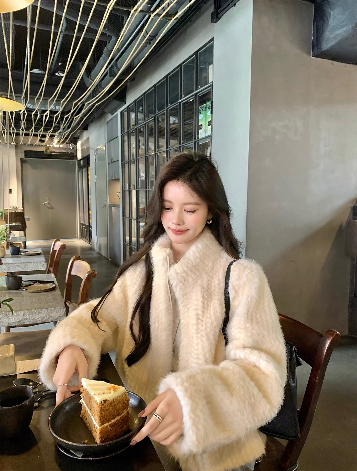 Crème Cloud Faux Fur Zip Jacket