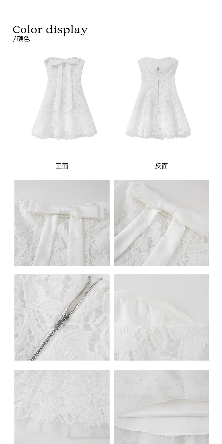Soft Lace Strapless Mini Dress