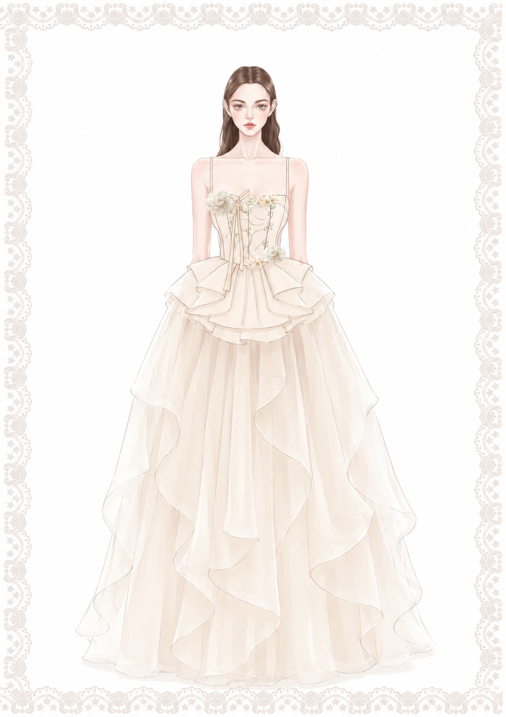 典藏/Rosette Tiered Princess Dress