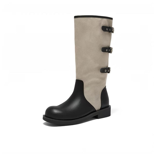 Camden Canvas Buckle Boots - front view