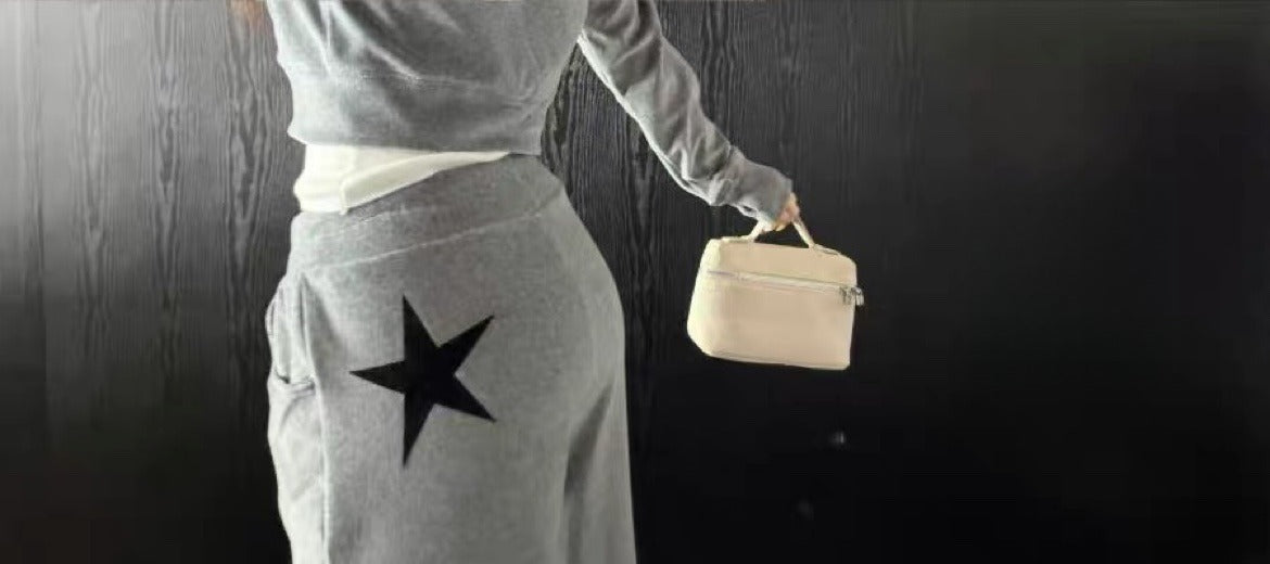 Starlight Velour Wide-Leg Pants in Heather Grey
